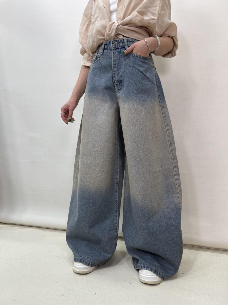 شلوار جین زنانه سوپر بگ بالون آبی