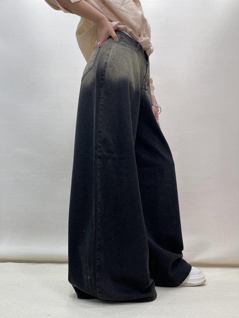 شلوار جین زنانه سوپر بگ بالون زغالی