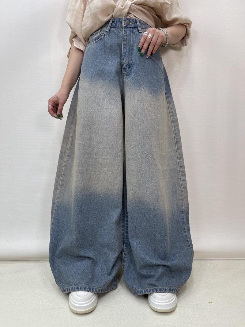 شلوار جین زنانه سوپر بگ بالون آبی