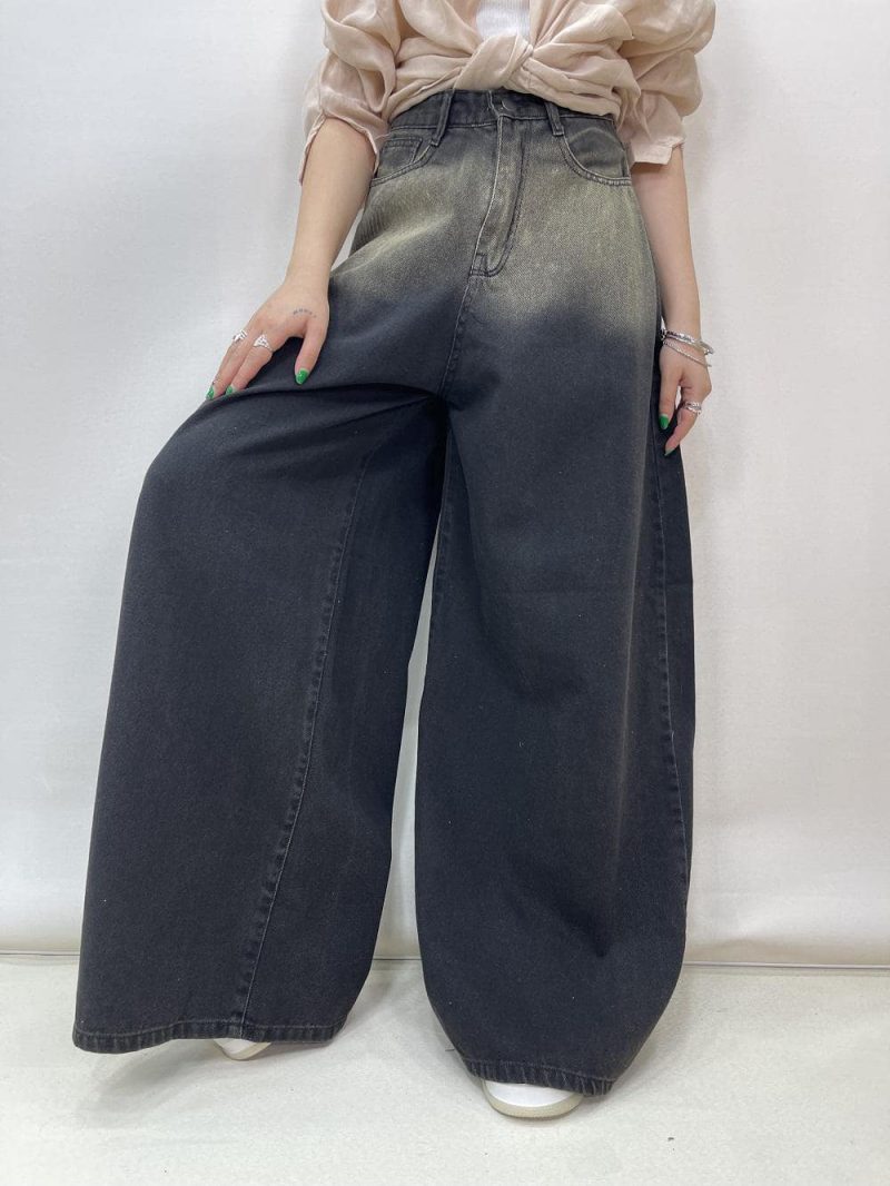 شلوار جین زنانه سوپر بگ بالون زغالی