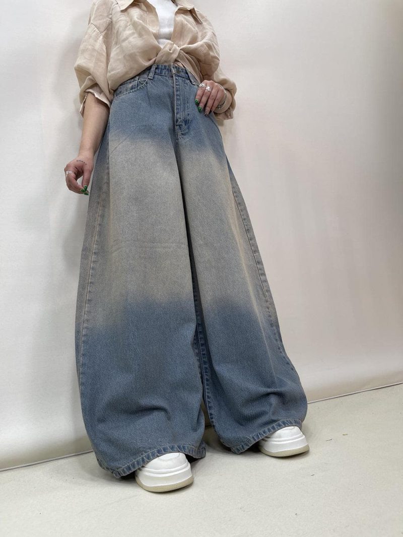 شلوار جین زنانه سوپر بگ بالون آبی