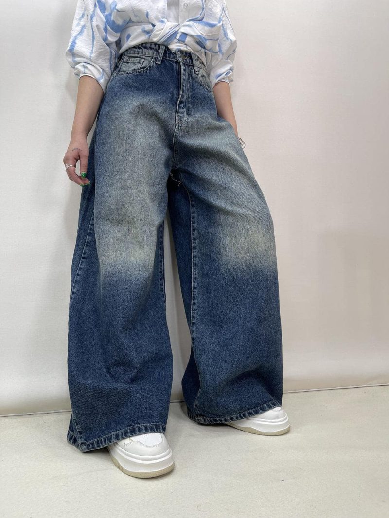 شلوار جین زنانه سوپر بگ بالون آبی