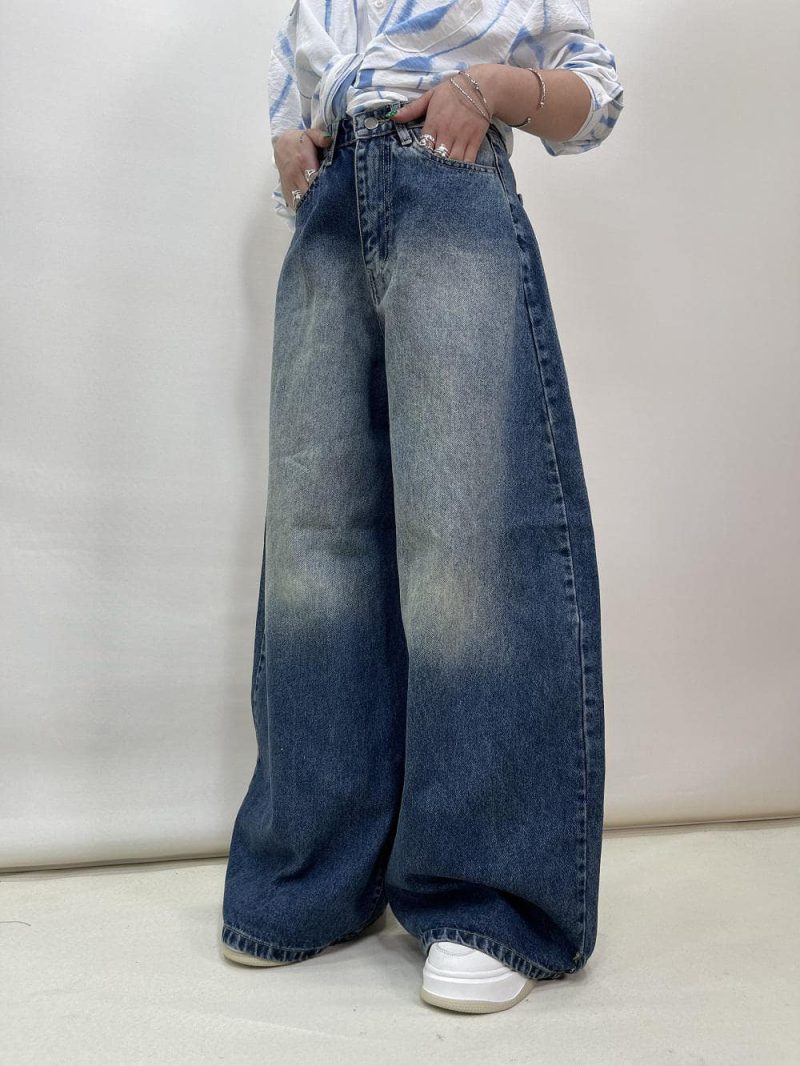 شلوار جین زنانه سوپر بگ بالون آبی