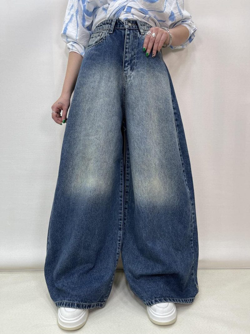 شلوار جین زنانه سوپر بگ بالون آبی