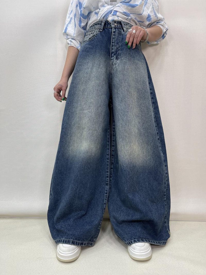 شلوار جین زنانه سوپر بگ بالون آبی