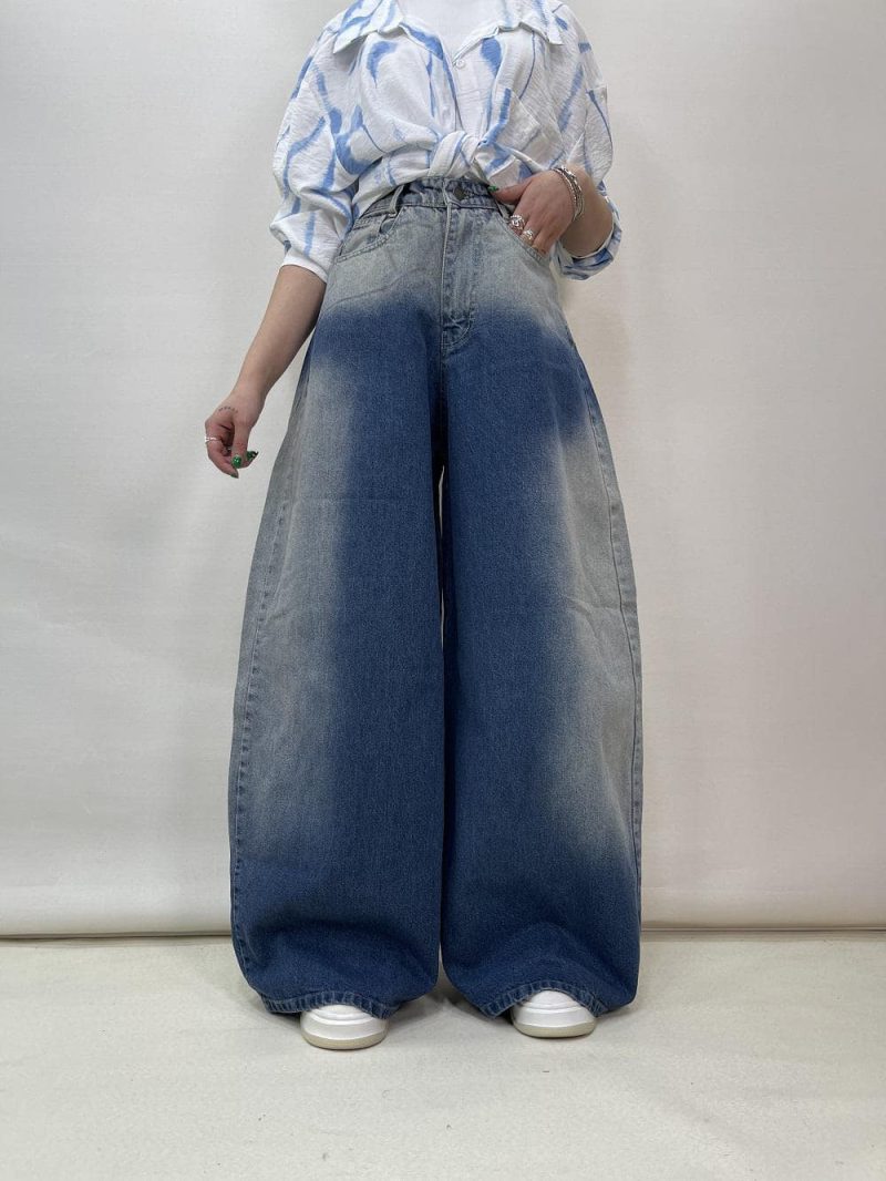 شلوار جین زنانه سوپر بگ بالون آبی