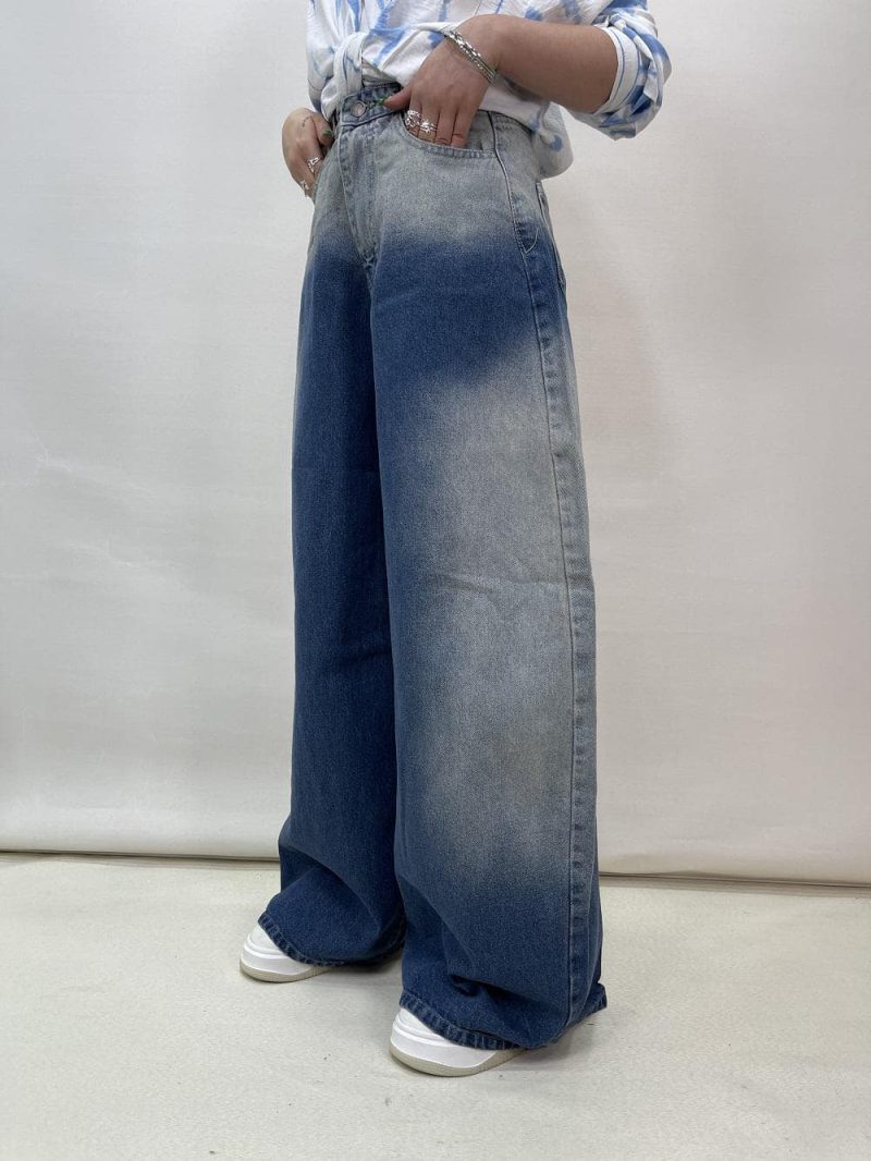 شلوار جین زنانه سوپر بگ بالون آبی