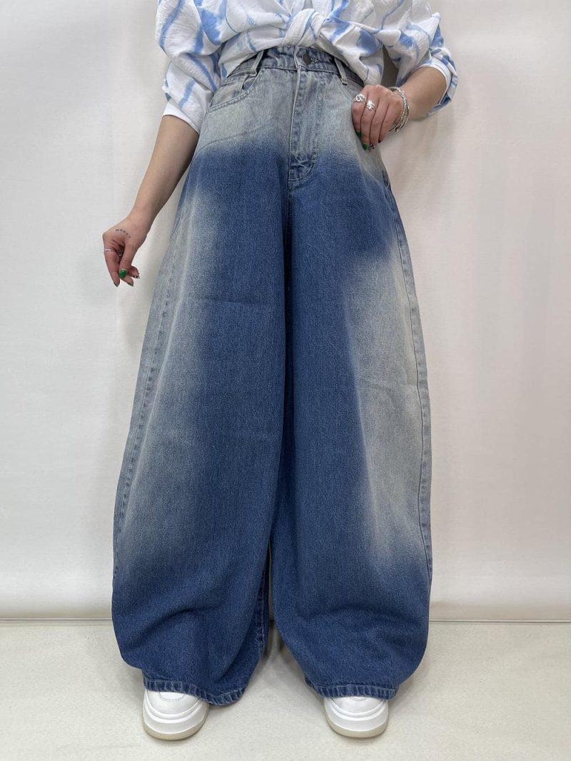 شلوار جین زنانه سوپر بگ بالون آبی