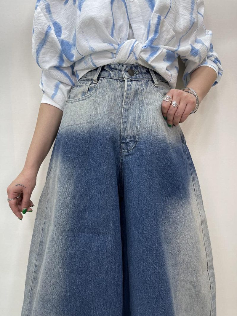 شلوار جین زنانه سوپر بگ بالون آبی