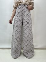 شلوار جین کتان زنانه سوپر بگ کرم رنگ