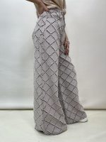 شلوار جین کتان زنانه سوپر بگ کرم رنگ