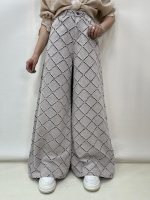 شلوار جین کتان زنانه سوپر بگ کرم رنگ