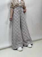 شلوار جین کتان زنانه سوپر بگ کرم رنگ