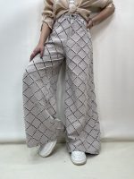 شلوار جین کتان زنانه سوپر بگ کرم رنگ