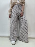 شلوار جین کتان زنانه سوپر بگ کرم رنگ