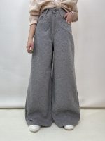 شلوار جین کتان زنانه سوپر بگ طوسی