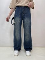 شلوار جین زنانه بگ آبی تیره کارپنتری
