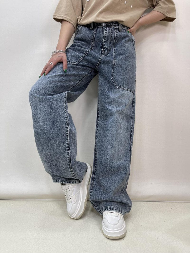 شلوار جین زنانه بگ آبی کارپنتری