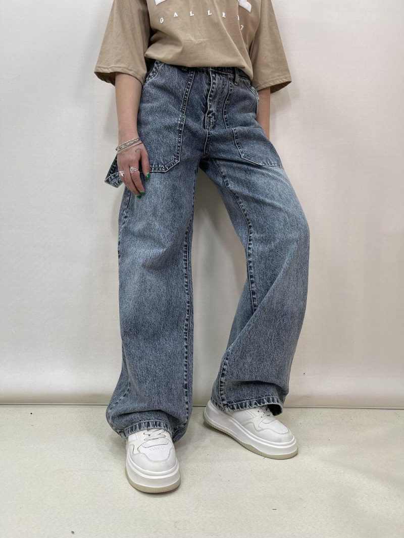 شلوار جین زنانه بگ آبی کارپنتری