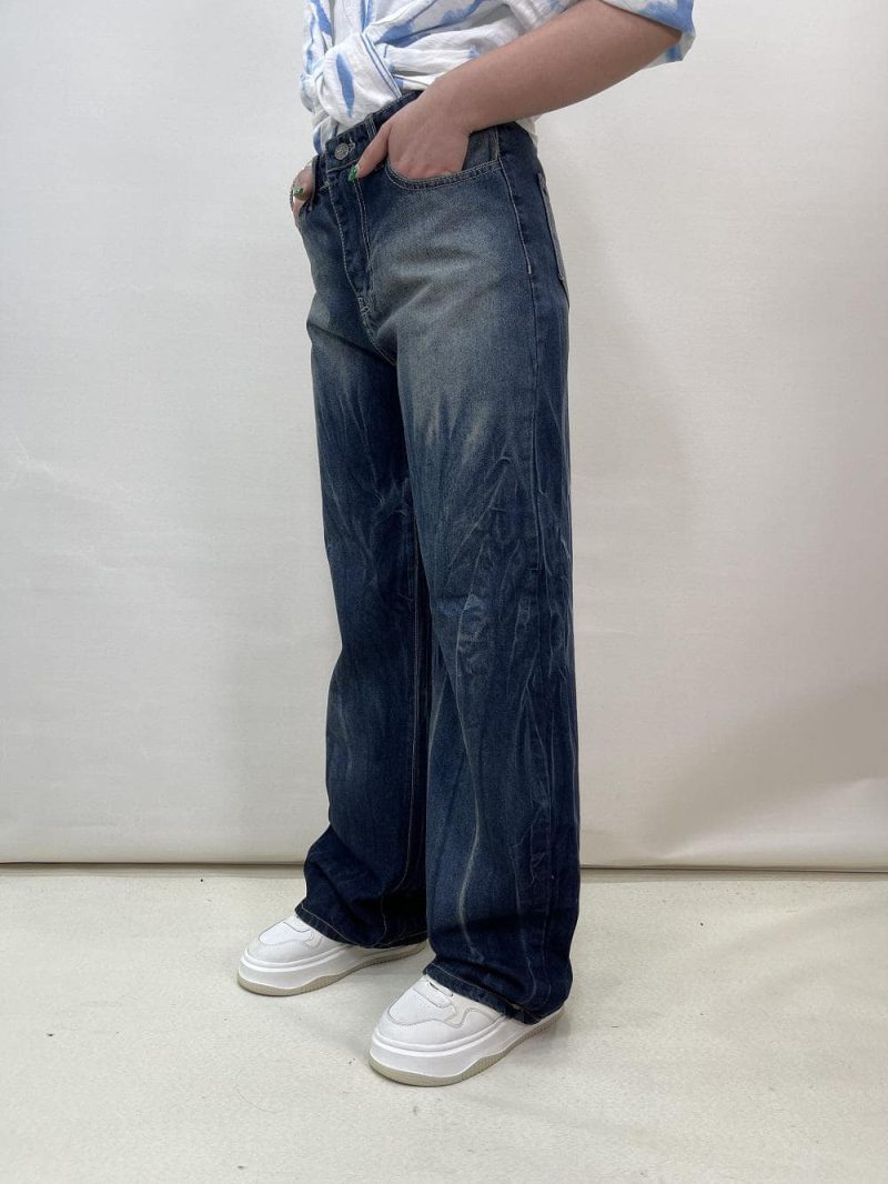 شلوار جین زنانه بگ آبی تیره