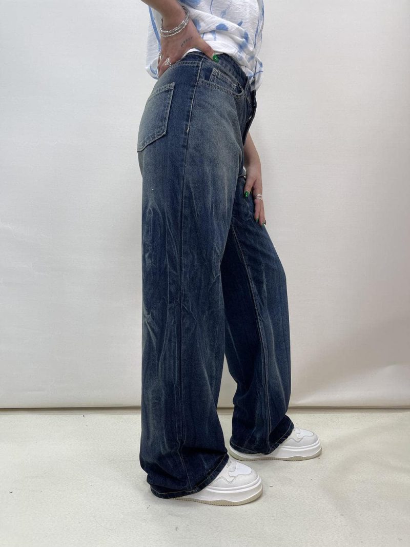 شلوار جین زنانه بگ آبی تیره