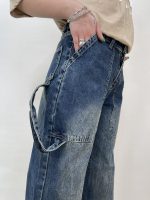 شلوار جین زنانه بگ آبی تیره کارپنتری