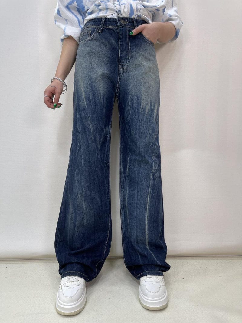 شلوار جین زنانه بگ آبی تیره