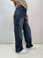 شلوار جین زنانه بگ آبی تیره کارپنتری