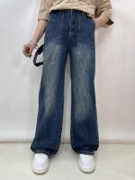 شلوار جین زنانه بگ آبی تیره کارپنتری