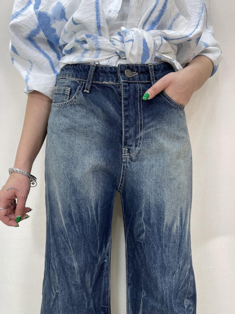 شلوار جین زنانه بگ آبی تیره