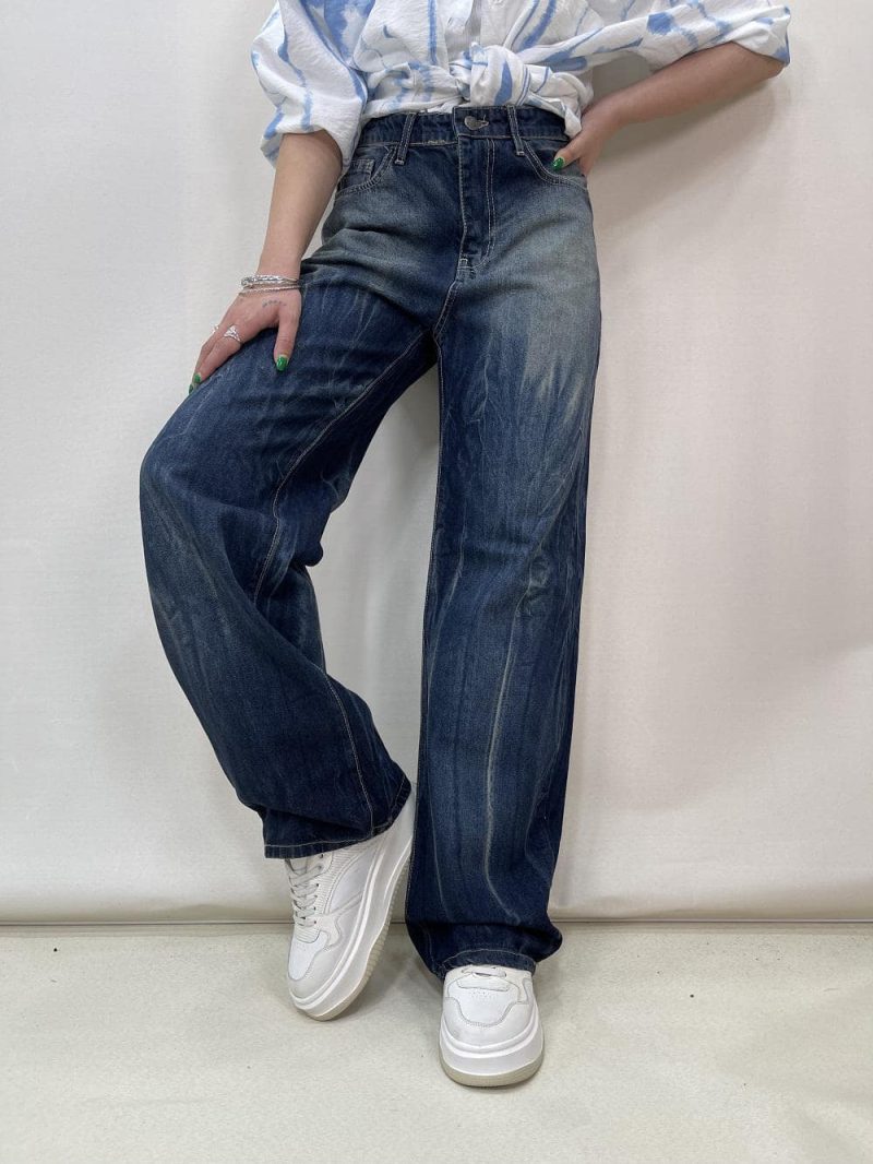 شلوار جین زنانه بگ آبی تیره