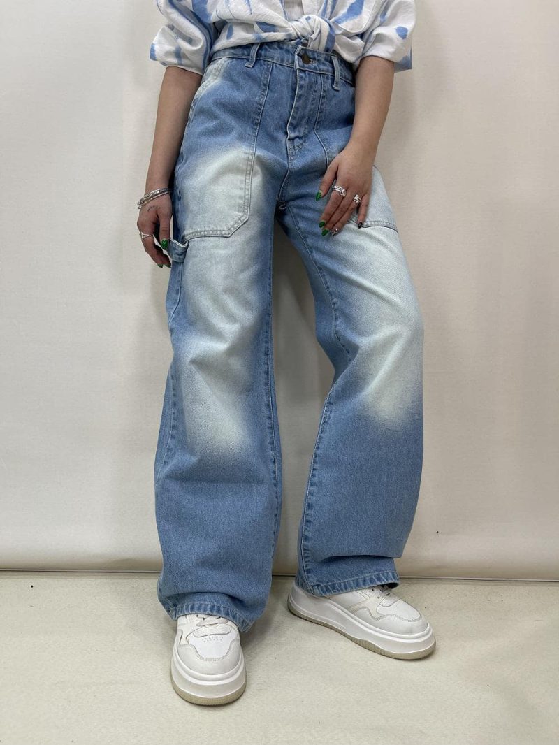 شلوار جین زنانه بگ آبی روشن
