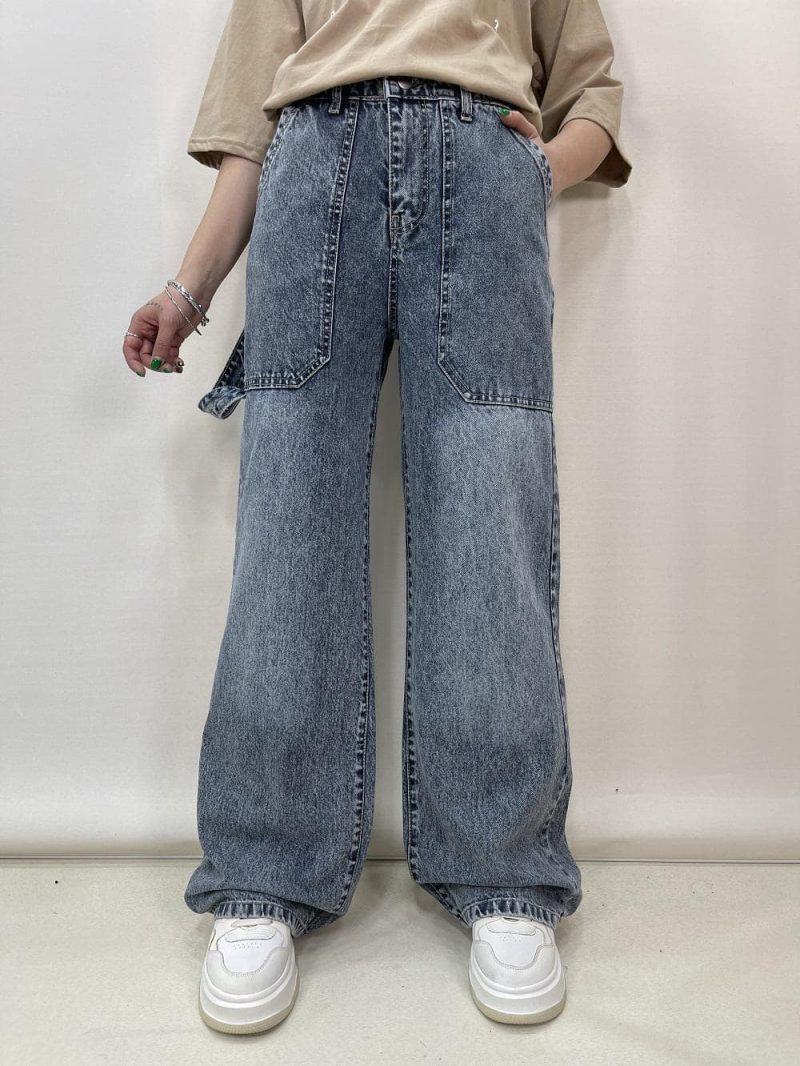 شلوار جین زنانه بگ آبی کارپنتری