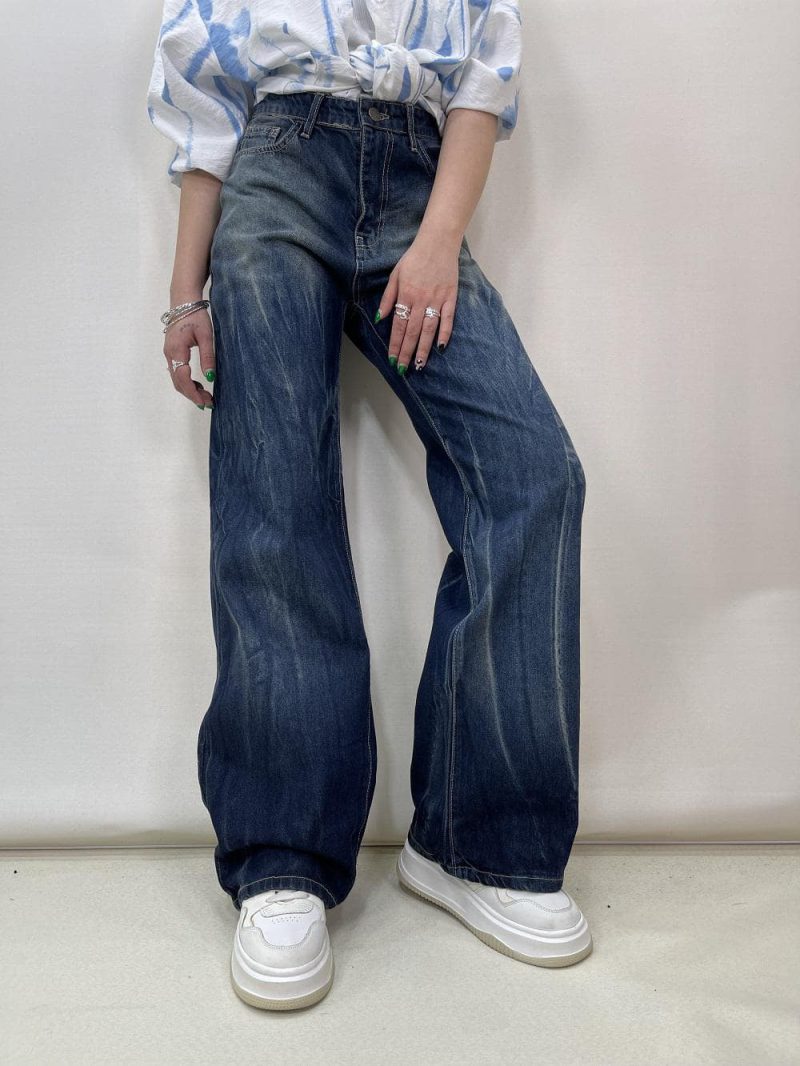 شلوار جین زنانه بگ آبی تیره