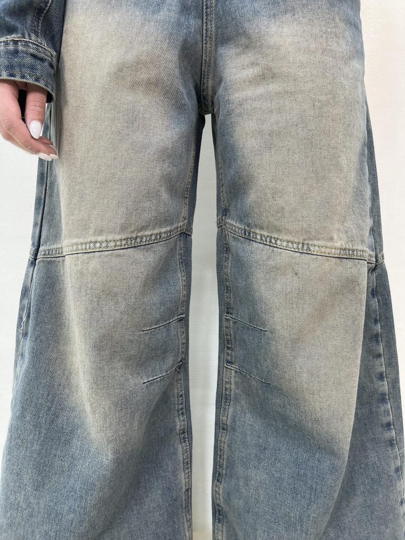 شلوار جین زنانه فول بگ آبی تینت