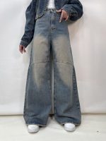 شلوار جین زنانه فول بگ آبی تینت