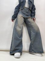 شلوار جین زنانه فول بگ آبی تینت