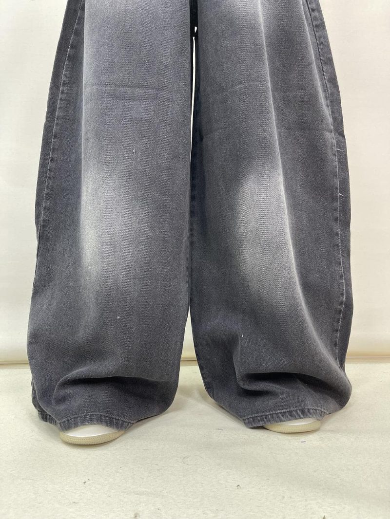 شلوار جین زنانه سوپر بگ بالون زغالی