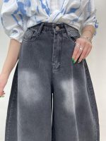 شلوار جین زنانه سوپر بگ بالون زغالی