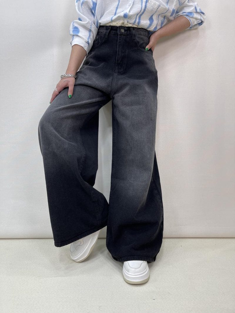 شلوار جین زنانه فول بگ زغالی