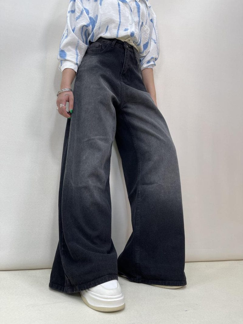 شلوار جین زنانه فول بگ زغالی