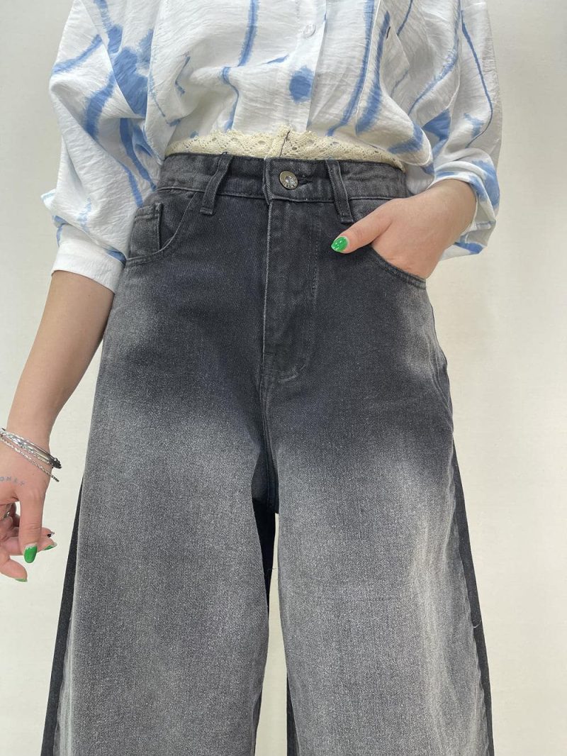 شلوار جین زنانه فول بگ زغالی