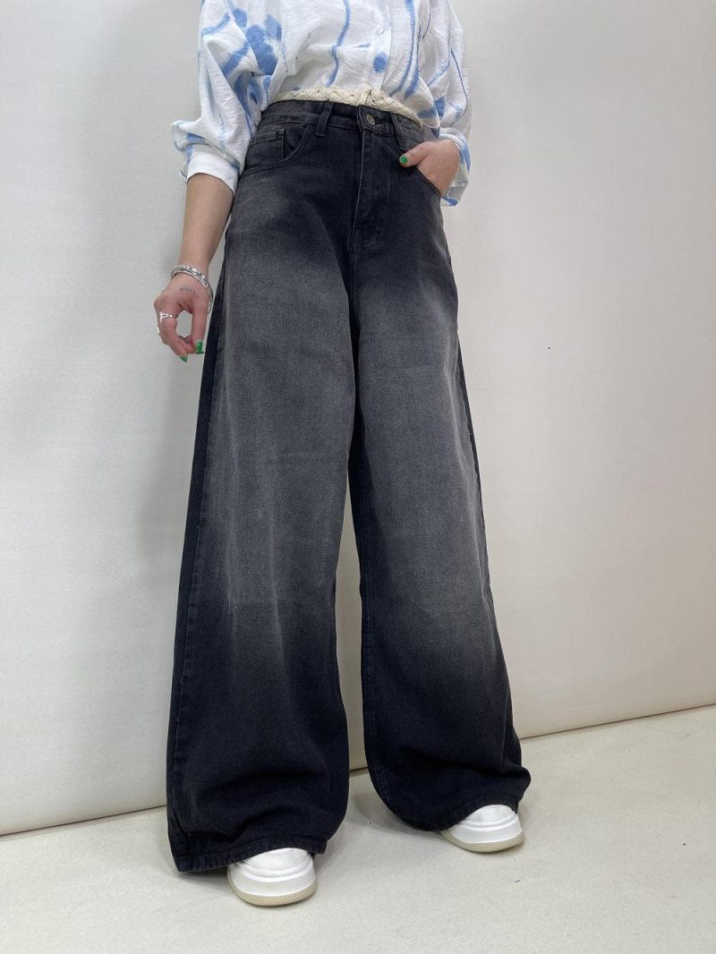 شلوار جین زنانه فول بگ زغالی