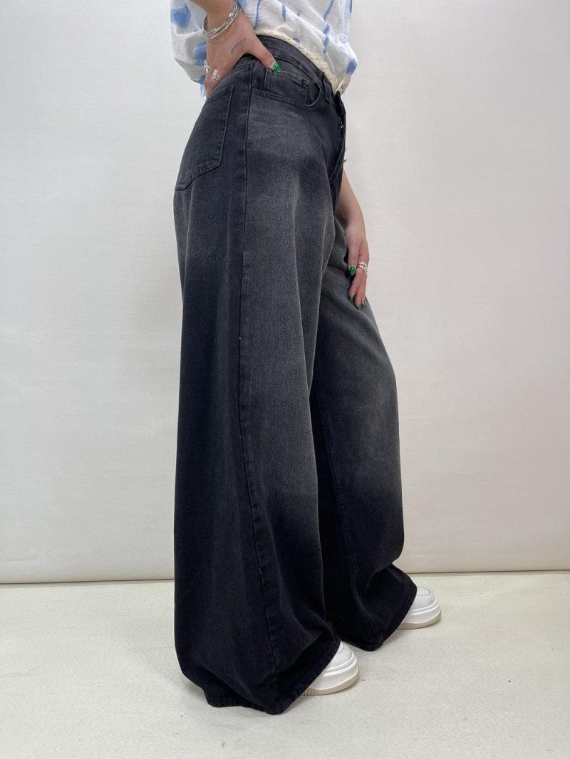 شلوار جین زنانه فول بگ زغالی