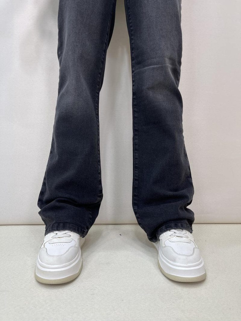 شلوار جین زنانه نیم بگ زغالی