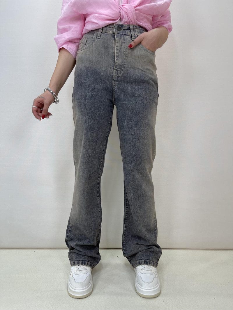 شلوار جین زنانه نیم بگ سنگشور متفاوت