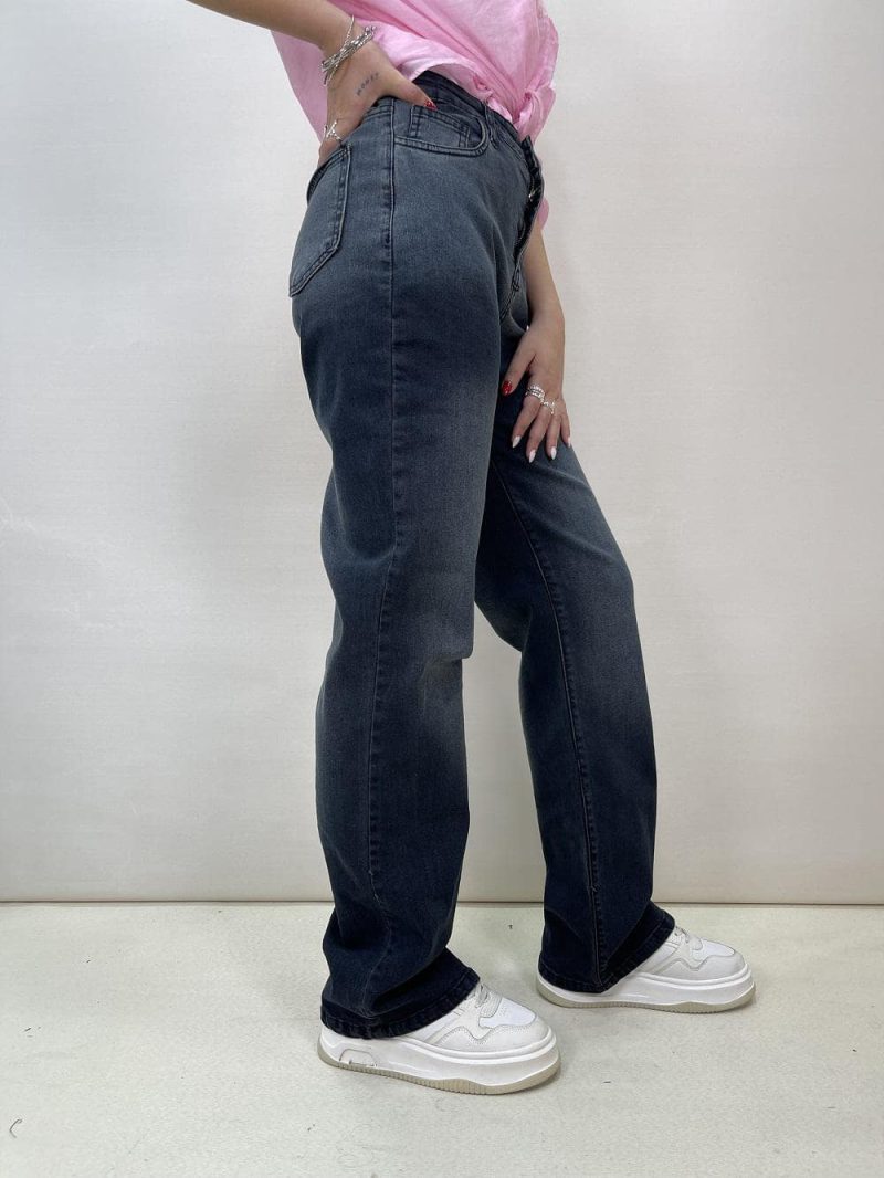 شلوار جین زنانه نیم بگ بلو بلک