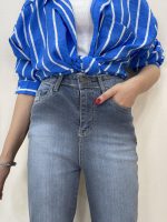 شلوار جین زنانه نیم بگ آبی