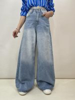 شلوار جین زنانه فول بگ آبی یخی