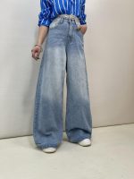 شلوار جین زنانه فول بگ آبی یخی